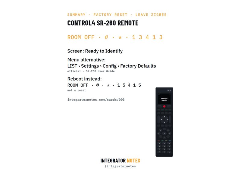 Field card 003: SR-260 system remote