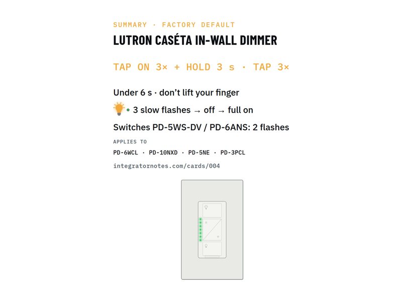 Field card 004: Caséta in-wall dimmer · switch